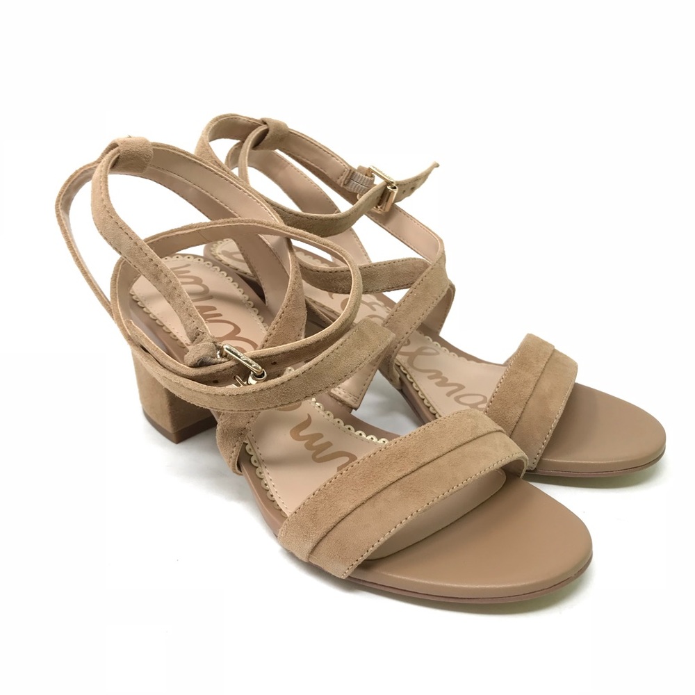 Sam Edelman Sammy Block Heel Sandals Camel Suede - Picture 3 of 8